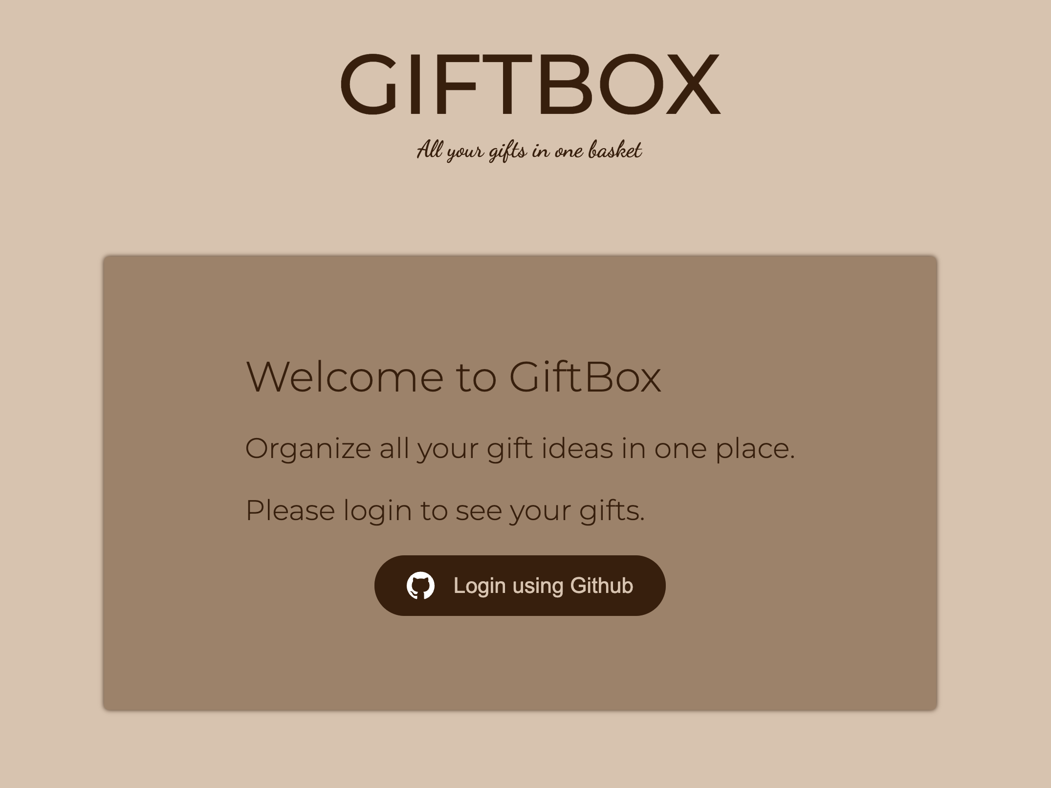 screenshot of giftbox website